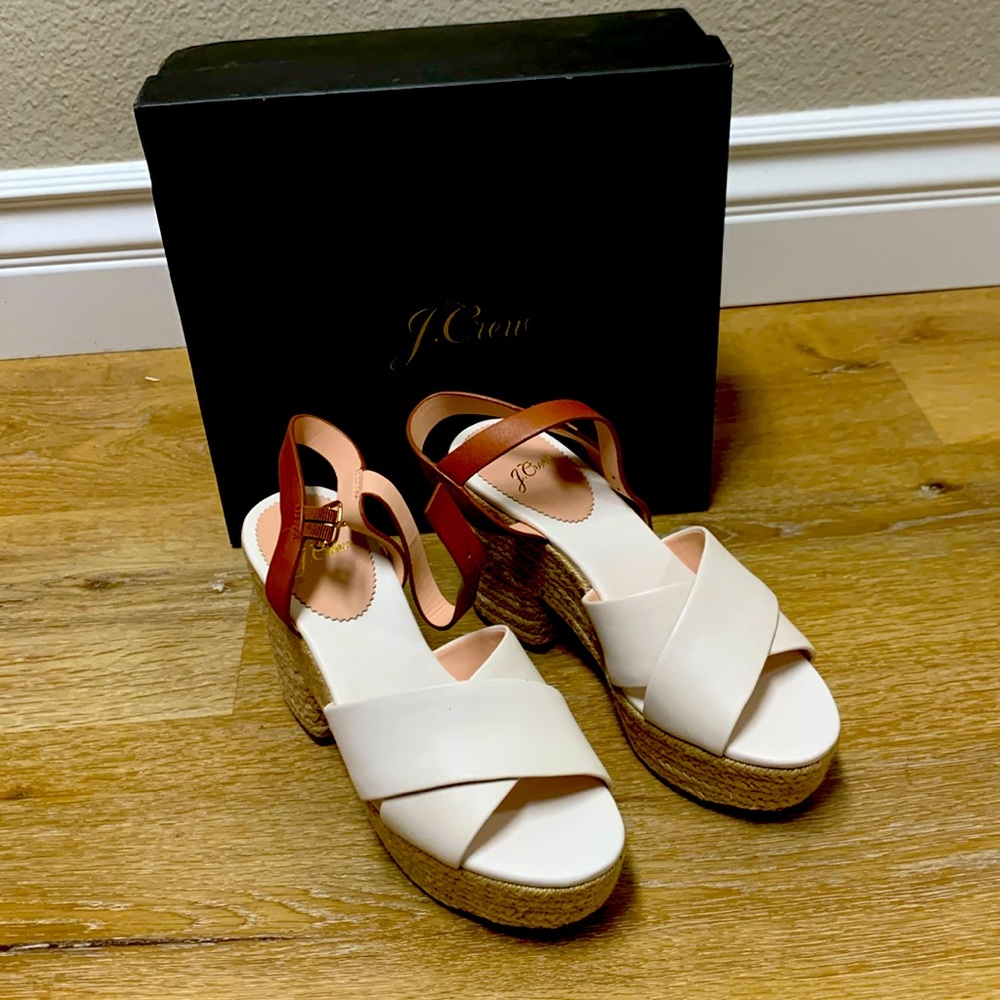 Jcrew Cross Strap Platform Wedge Espadrilles Sand… - image 1